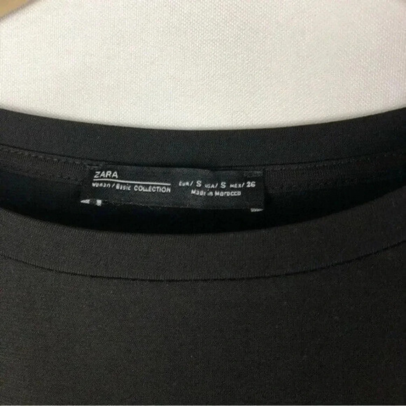 Zara Black Lace Up Side Crewneck Long Sleeve Top S - Picture 5 of 5